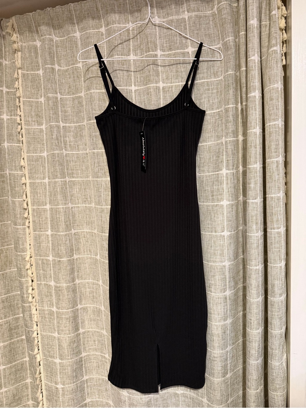Black Ribbed Midi Slip Dress w/ Spaghetti Straps NWT Black Ribbed Dress NEW